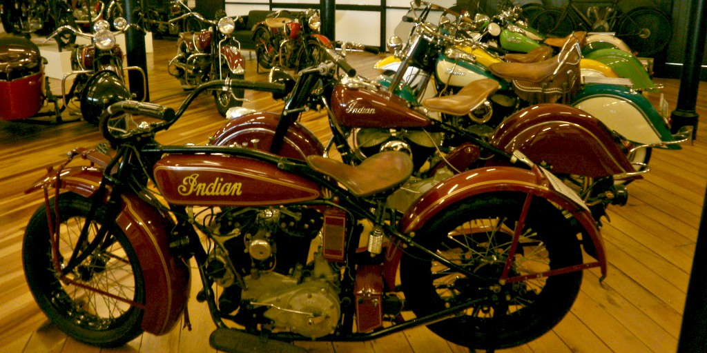 20 of the most stunning #bikes in the #Motorcycle Mecca Museum in New Zealand | 🖤 10. A selection of Indians from the 1930s onwards. Interesting to see the evolution of the styles plus the various colors after the classic Indian red.