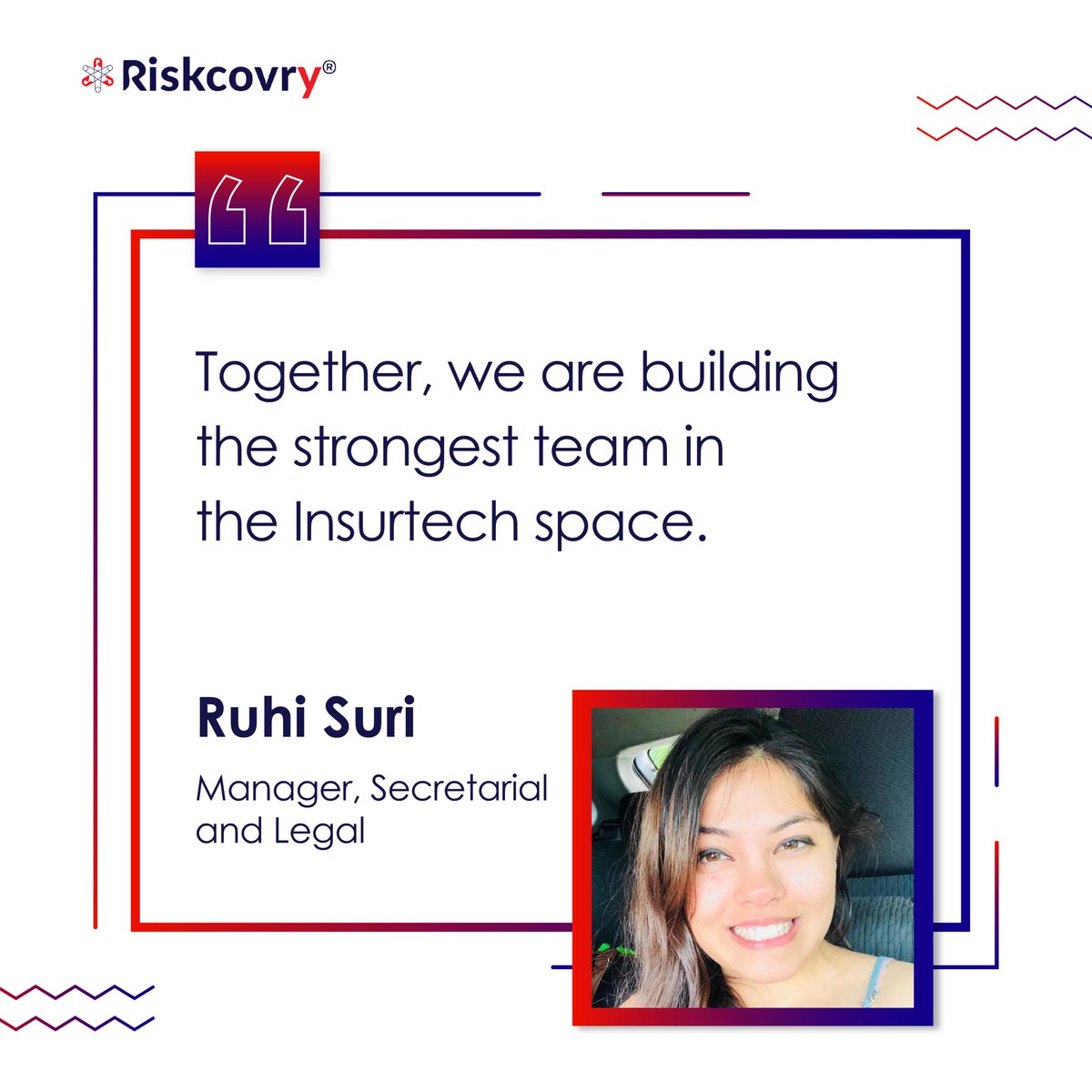 riskcovry's tweet photo. We asked Ruhi about her experience of working at Riskcovry.
#insuranceinfrastructure #insurtech #startups #insurance #insuranceindustry https://t.co/eixXg7LI39