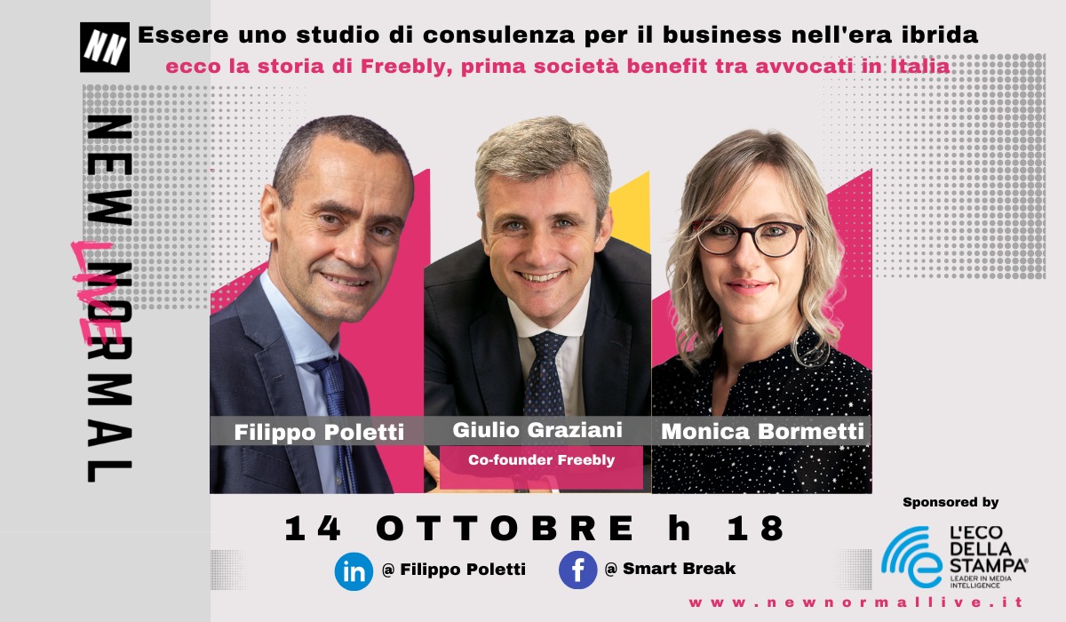 filippo_poletti's tweet photo. E se tra gli indicatori dei risultati aziendali adottassimo anche la felicità? Lo fa freebly, primo studio legale benefit tra avvocati. Incontriamo Giulio Graziani, CEO e cofondatore: appuntamento giovedì 14 ottobre alle 18 ✔ #NEWNORMALLIVE #NNL https://t.co/MYfNht0UBK https://t.co/Ig5bb29h6a