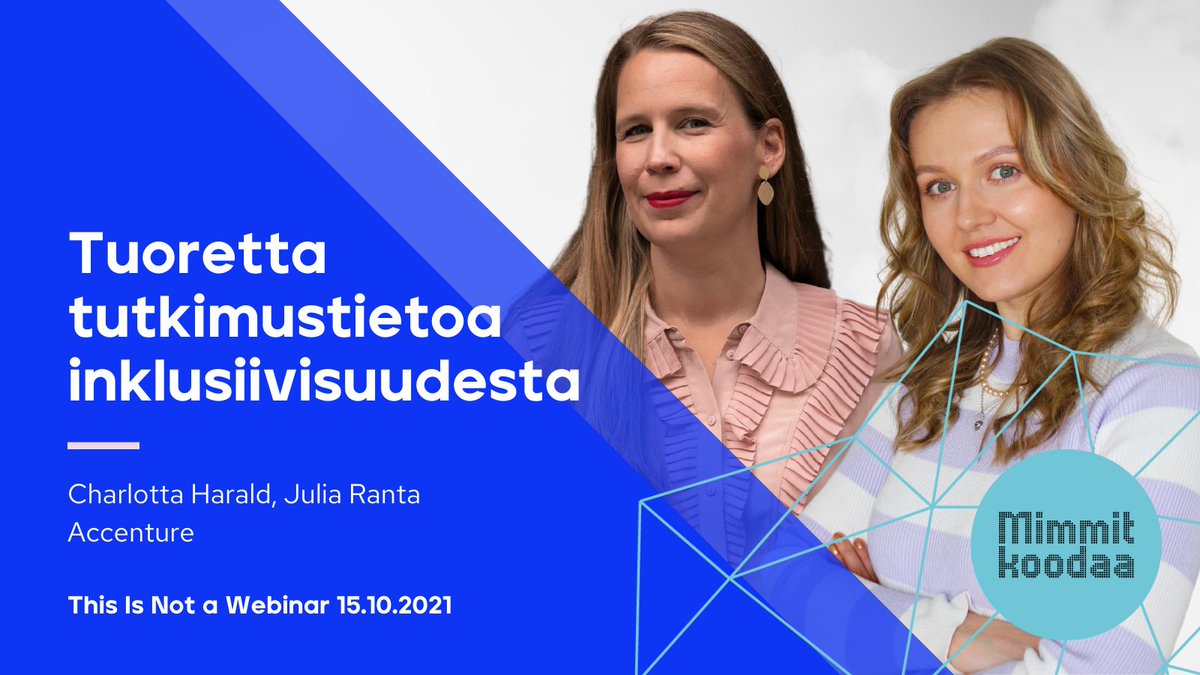 "Inklusiivisuus ei ole pehmeä arvo, joka kannattaa huomioida vasta kun liiketoiminnan kasvu on oikealla uralla – se on avaintekijä minkä tahansa organisaation menestykseen." - <a href="/Lotta1977/">Charlotta Harald</a> 💟 

<a href="/MimmitKoodaa/">Mimmit koodaa</a> #thisisnotwebinaari starttaa huomenna. Puhutaan aiheesta lisää siellä🙌
