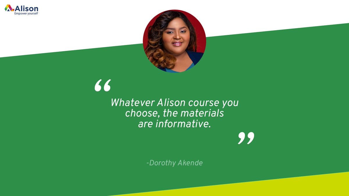 Meet Dorothy Akende from Nigeria. Dorothy played a vital role in Alison's Covid-19 translations project by translating our Coronavirus course into local languages. Read her story on our blog: ow.ly/JRkX50GpO2j. 

#AlisonCourses #AlisonGraduateSpotlight #EmpowerYourself