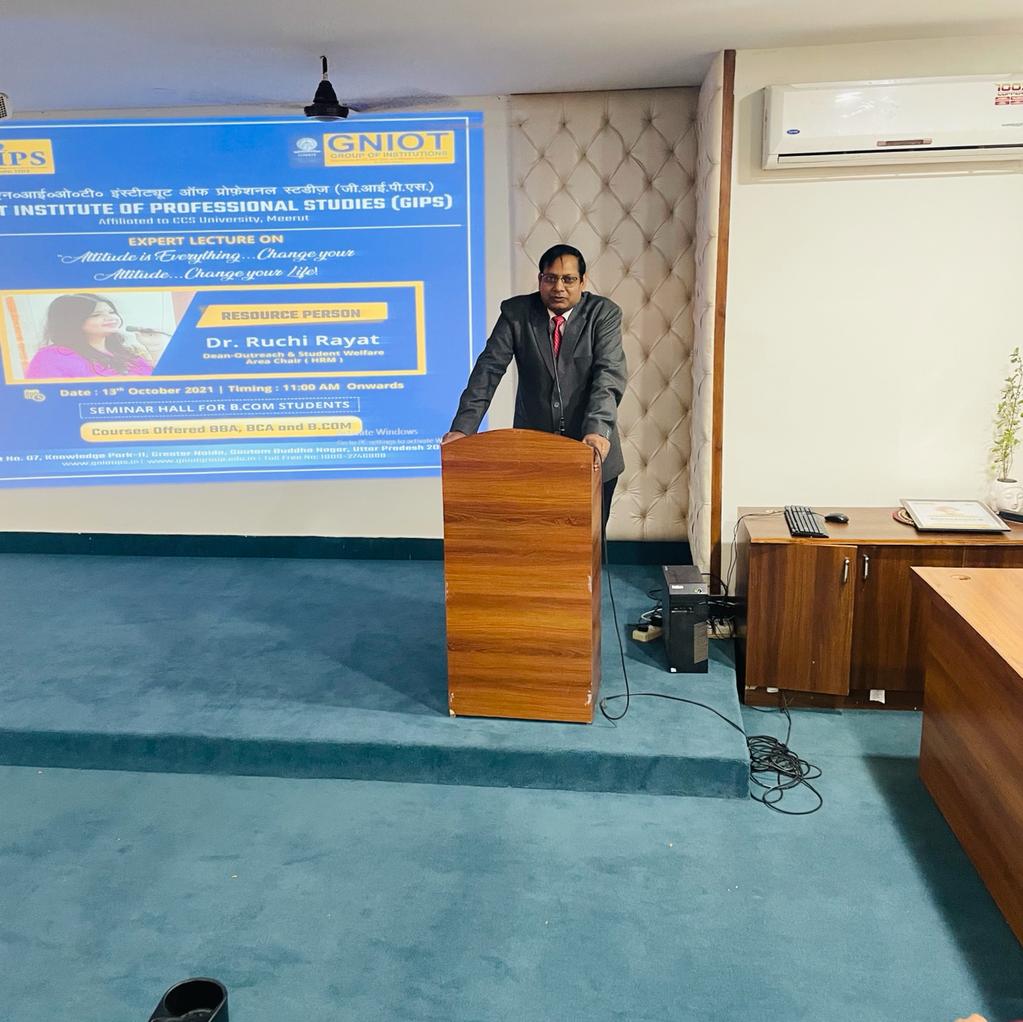 GNIOTCollege's tweet photo. GIPS presented an expert lecture on "Attitude is Everything. Change Your Attitude, Change Your Life" on 13 October 2021 for https://t.co/EM7MYs07Pa students. #GNIOT #GIPS #GIPSGreaterNoida #GreaterNoida #GIPSCollege #GIPSInstitute #ExpertLecture #Lecture https://t.co/5BKv8hrMZx