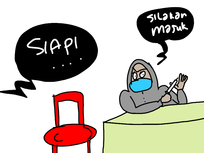 Saiful_Bhara's tweet photo. Di suatu antrian akselarasi vaksin, petugas sedang memanggil antrian.

 "Brigadir NP" silakan masuk dan persiapan penyuntikan vaksin! "

Lelaki muda dengan postur tinggi mendekati petugas dan berkata

" Sakit apa tidak ya?"

" Tidak terasa, lho biasanya nyontik tanya" https://t.co/YAhwjdDH4V