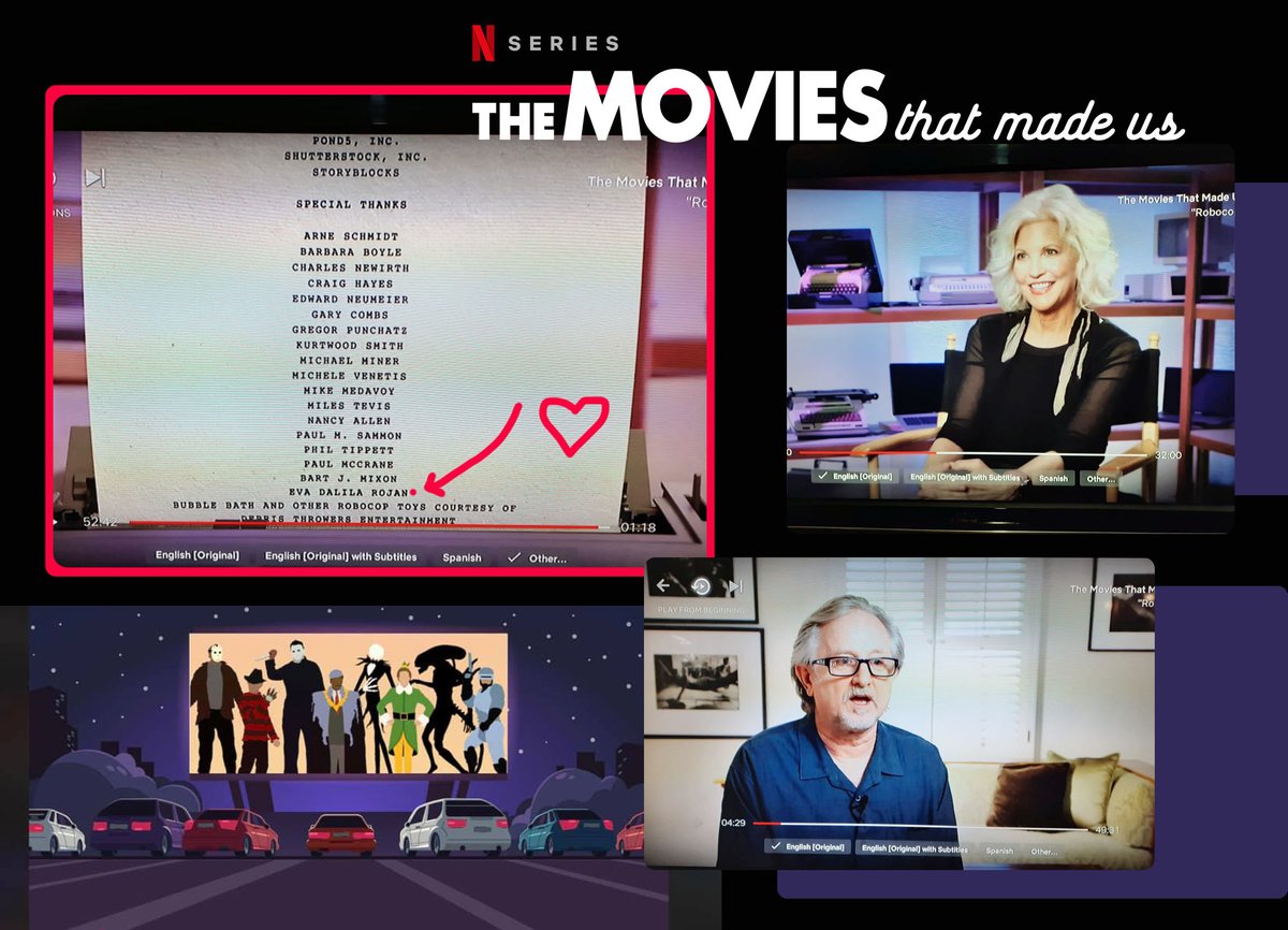 EvaSirenita2404's tweet photo. Happy to have been credited in the special thanks section of The Movies That Made Us Netflix show, in the RoboCop ep! sharing a credit screen with @edneumeier and @RealNancyAllen is a robodream come true!❤️🤖 Thanks to director @brianvolkweiss 
#writingcommunity #artistcommunity https://t.co/vfDaNkEiLR