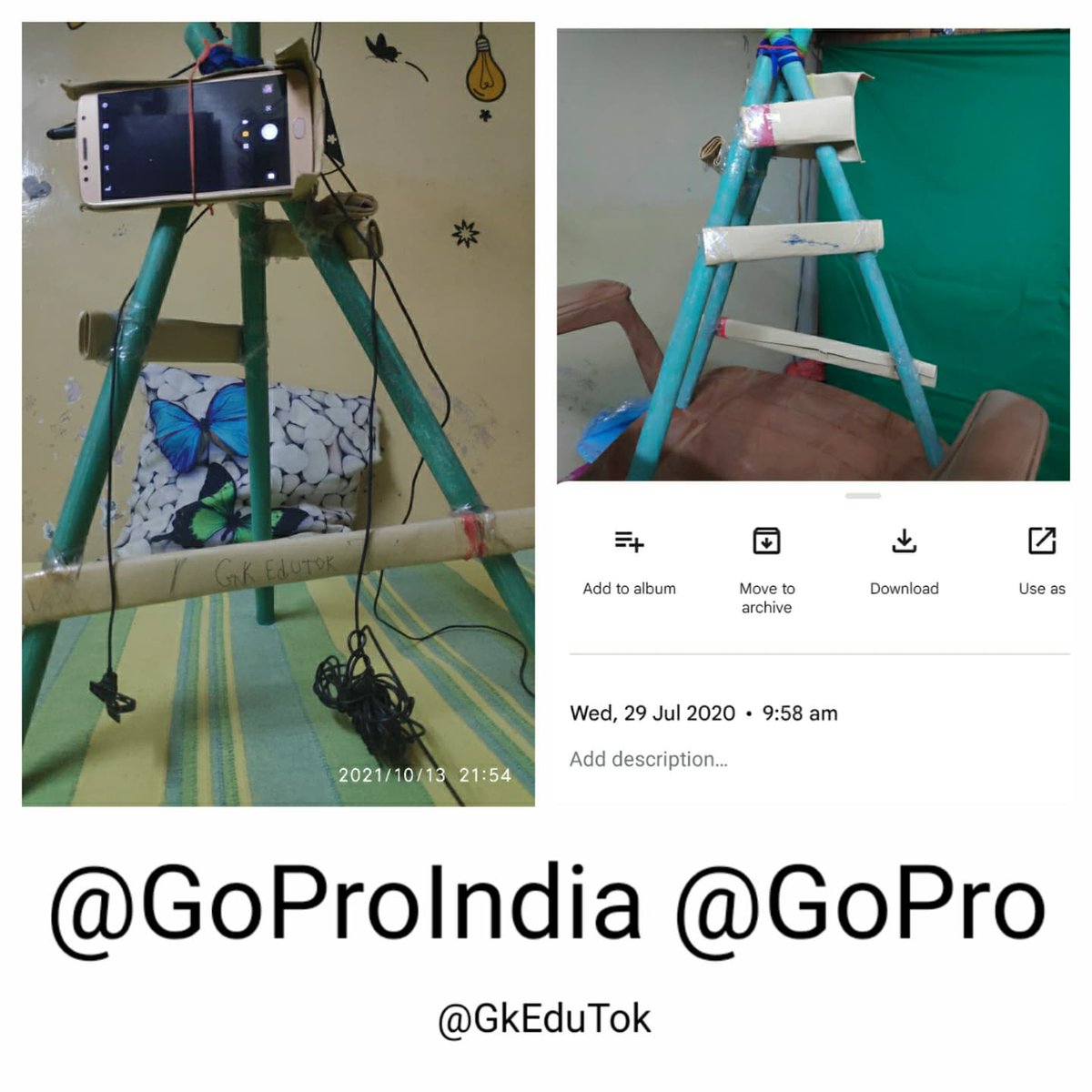 GauravTanwar119's tweet photo. Equipment - 1. Hand Made Tripod (Using Pipe & Cardboard)
2. External Mic.
3. Mobile (jiski bhi memory bachi hoti hai).
@goproindia @gopro @rannvijaysingha @gopromx #GiveawayGoPro #GoProHERO10 Black #GoProIndia #10Go-Pros10s!
#Thanks https://t.co/KohgRtReKR