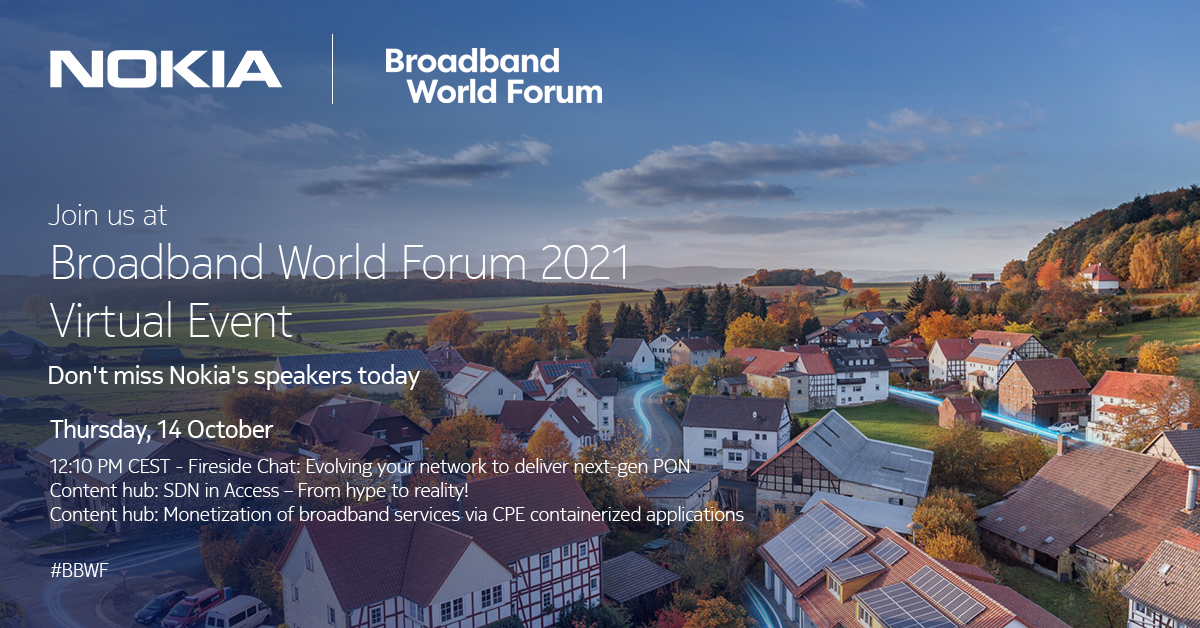 nokianetworks's tweet photo. #SDAN and #WiFi6 #CPE are both gateways to higher revenues and lower costs. Learn more from our expert speakers at @BBWorldForum 2021 Content Hub and join the fireside chat on #NGPON
https://t.co/UAwn19QLmo
#FWA #25GPON #broadband #XGSPON #CSPs https://t.co/KB4sdqUVqX