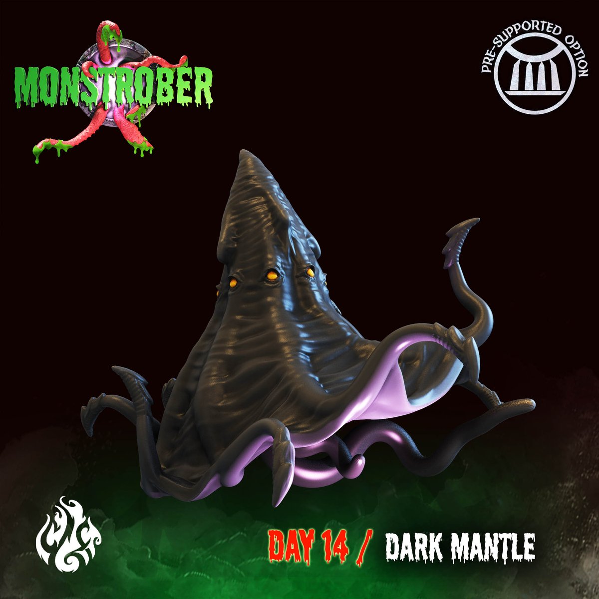 GodCrippled's tweet photo. 🎃#MONSTROBER 2021🎃
Day 14 Miniature Reveal:
Dark Mantle😈
31 days, 31 Printable #Miniatures for FREE!
Join our Patreon and get all 31 minis:
👉https://t.co/n9srEXvKYR
or
👉https://t.co/y6cJ4kBEA3
& get 16 minis, one every other day!
💥All files are Pre Supported!💥
#rpg #dnd https://t.co/W41Bk3t71q