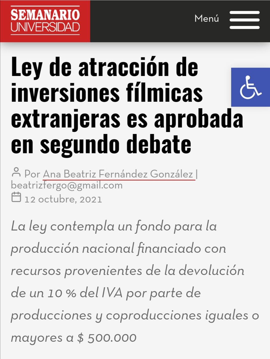 Directoras_CR's tweet photo. ¡Aprueban Ley para atracción de producciones fílmicas!
La ley permitirá que a producciones extranjeras y coproducciones de capital nacional e internacional de más de $ 500.000 les sea devuelto el 90% del Impuesto al Valor Agregado (IVA) https://t.co/gFboxxdoQv