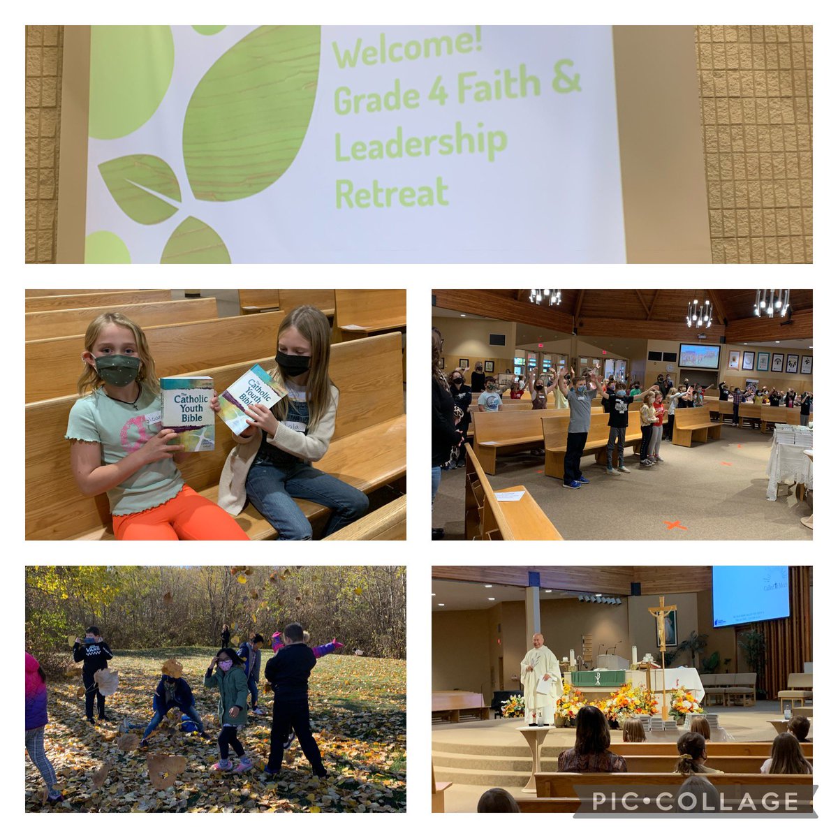 teacherhaston's tweet photo. A blessing and joy to guide our grade four students @HolySpiritCS on their servant leadership retreat and to share in the beautiful mass and Bible blessing @EICSCatholic #calledtomore #ibelieveincatholiced https://t.co/kufNYUMoIH