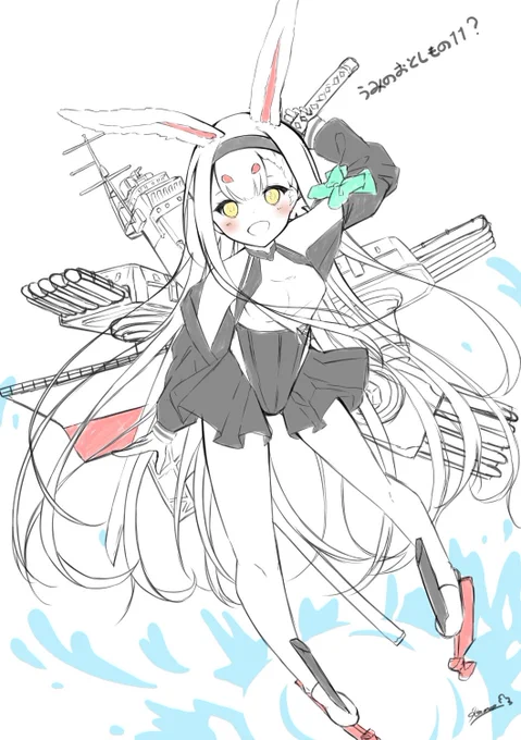 島風描き始めましたよー!🌊🐇🌊
#アズレン 