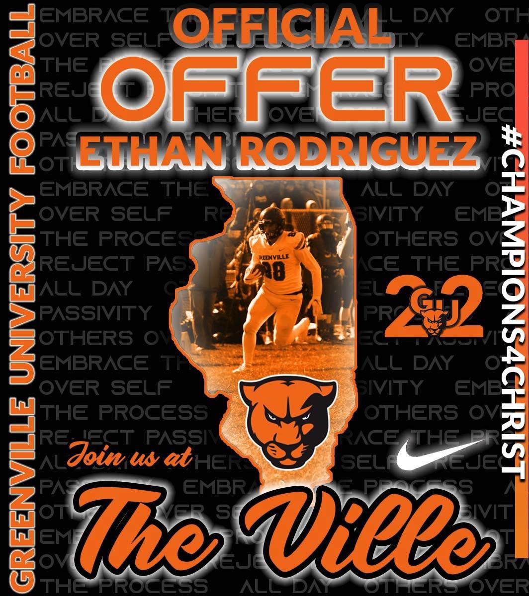 After a great talk with @CoachSchoepf I am extremely blessed to receive my first offer from <a href="/EMAPFootball/">Greenville University Football</a>. <a href="/CoachRob09/">Coach Rob</a> <a href="/TheQBTech/">J.P. Tillman</a>