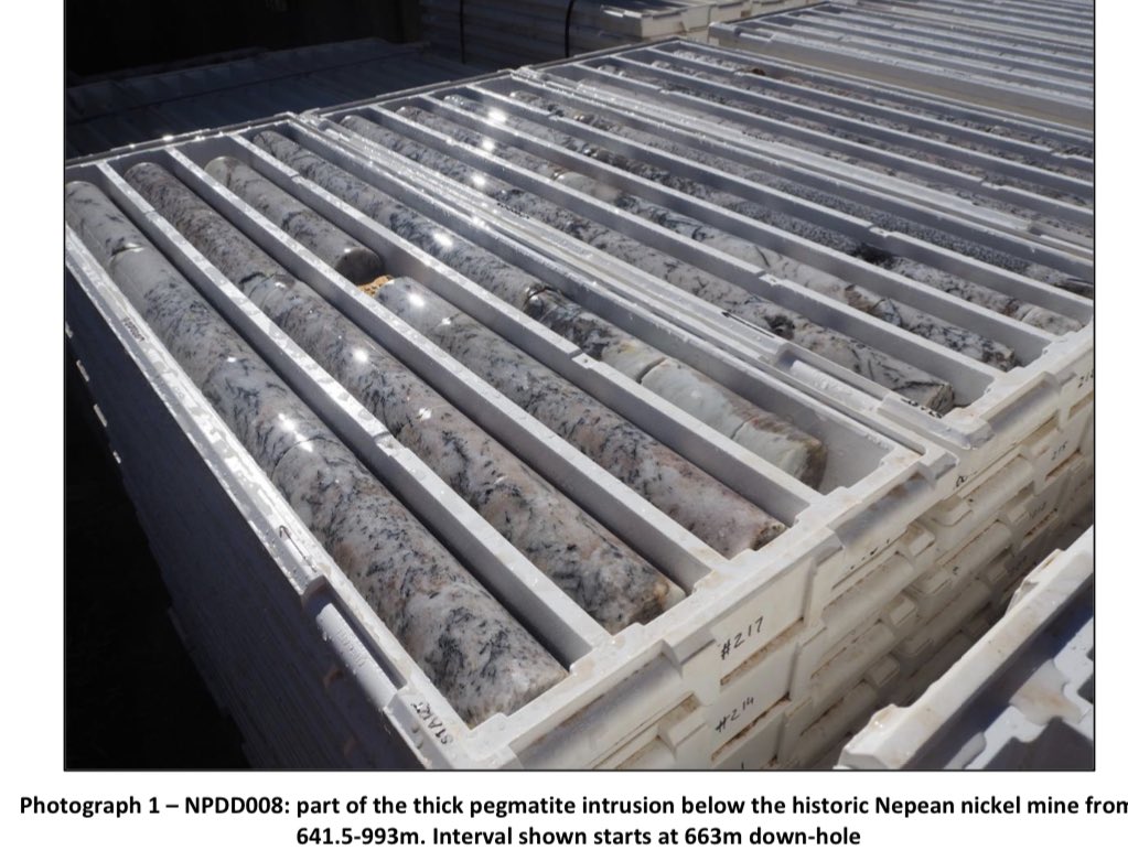 PilbaraWandy's tweet photo. $AOU

Pegmatites identified at Nepean to be sampled for lithium-caesium- tantalum mineralisation

Recent hole intersected total 700m of pegmatite intrusions, inc one 350m thick in the hanging-wall below the historic nickel mine  

Have a look 👀 at the cores ,is it Spodumene? https://t.co/VEAdd6bWvL