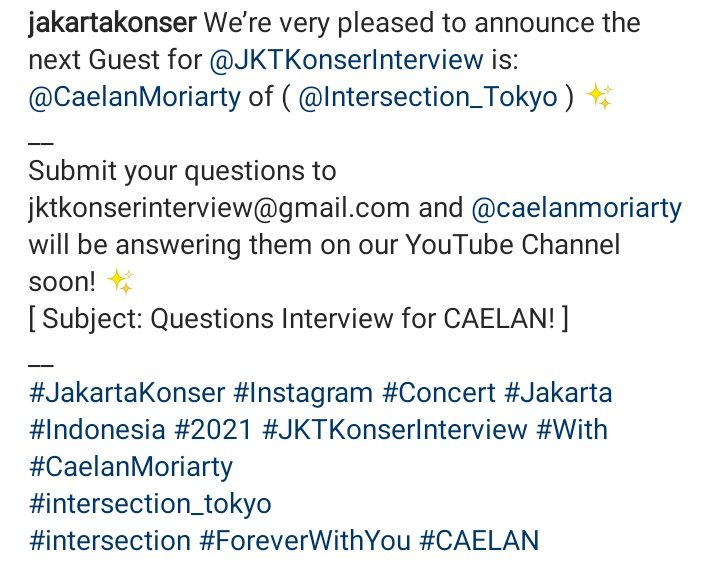 caelanismine's tweet photo. 211014 | Jakarta Konser announced they are going to have an interview with Caelan and island can send questions to Caelan via their email address jktkonserinterview@gmail.com 

#CAELAN #庆怜 
#INTERSECTION_CAELAN #INTERSECTION_TOKYO https://t.co/DRBZiskUO2