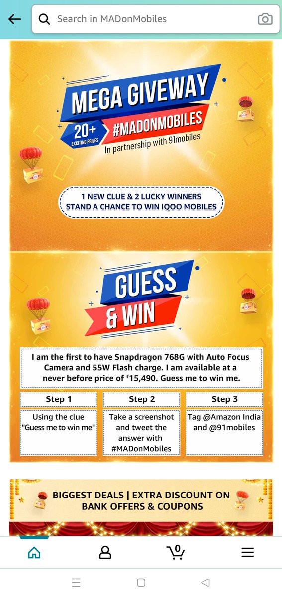 balaji_1212's tweet image. Answer ➖ 📱  "  iQOO Z3 5G  "  📱

#MADonMobiles 
#AmazonMADDealsOnMobiles
#AmazonGreatIndianFestival
#BoxesOfHappiness

@amazonIN 
@91mobiles