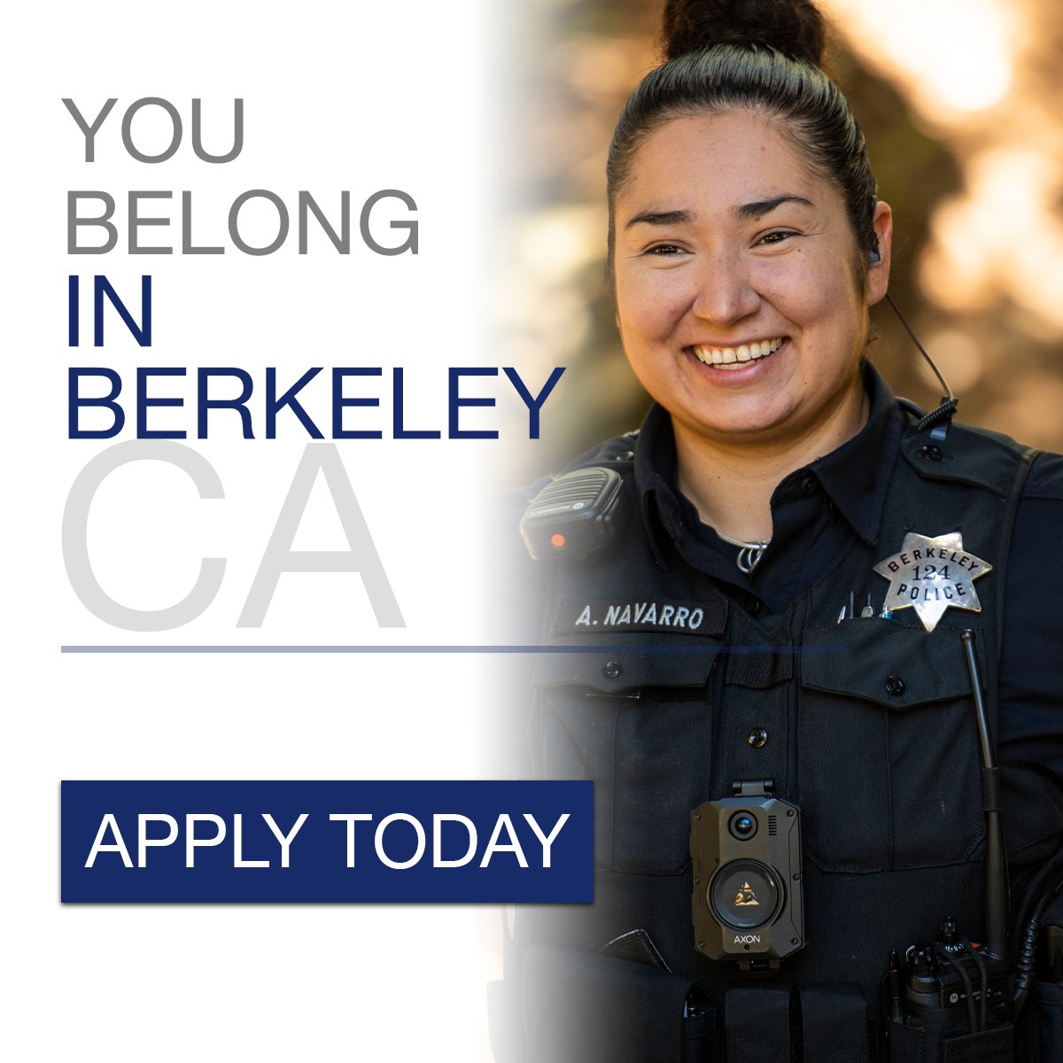 berkeleypolice's tweet photo. Join our team and become a part of our community! Berkeley PD is now accepting applications for the Police Officer Recruit position until November 1, 2021 at 5:00pm. Apply today and make a difference!
https://t.co/tqoG9TU7hy
#joinberkeleypd https://t.co/UL3BYyvPVI