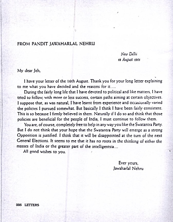 Jairam_Ramesh's tweet photo. Much nonsense said on JRD &amp; Nehru lately. This exchange on election funding from Aug’61 showcases their extraordinary relationship. JRD’s deep concern on space for opposition shines. Nehru’s immediate response shows a large-hearted PM. India sorely misses such personalities today https://t.co/VhXLt5sYf0
