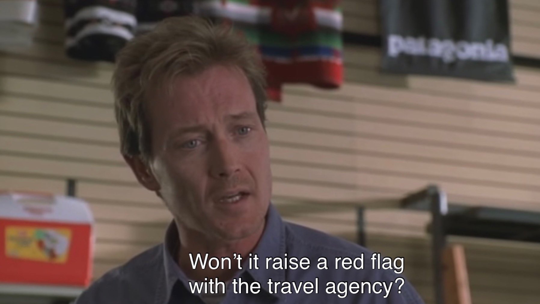 davey scatino asking if something will raise a red flag with the travel agency.