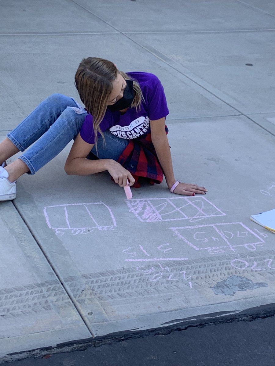 Showing our work in math is more fun with sidewalk chalk. @hickscanyontusd
