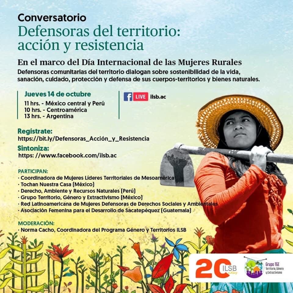 GrupoTGE_'s tweet image. 👩🏾‍🌾🌱#Imperdible| Mujeres rurales #DefensorasDelTerritorio, no te pierdas este conversatorio estará de lujo. 🎥Transmisión Facebook Live: ilsb.ac - @LaSandiaDigital @imdecac