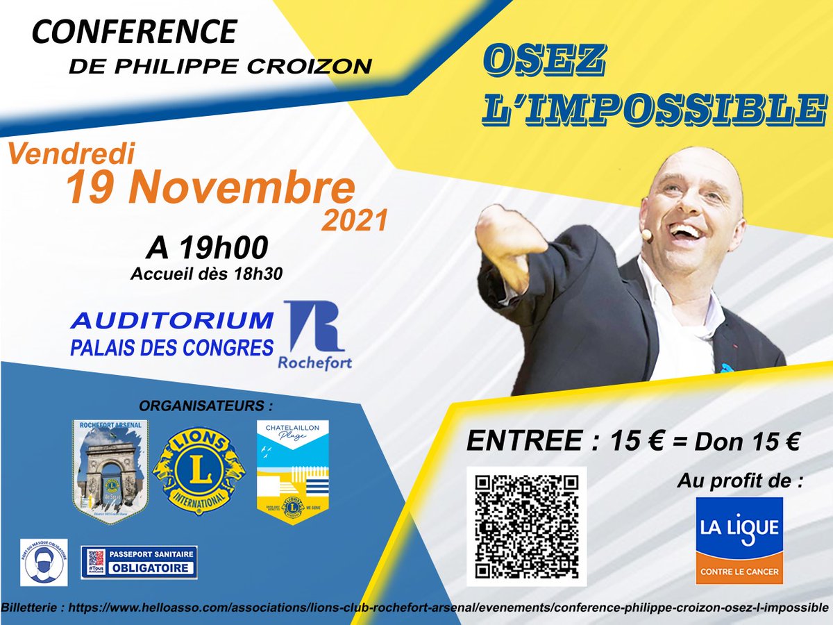 Bonjour les amis, 
Je vous donne rendez-vous le 19 novembre à Rochefort, pour soutenir <a href="/laliguecancer/">La Ligue contre le cancer</a>
#cancer
Pour vous inscrire c'est ici 👇
👇👇👇👇👇👇👇👇👇👇
helloasso.com/associations/l…