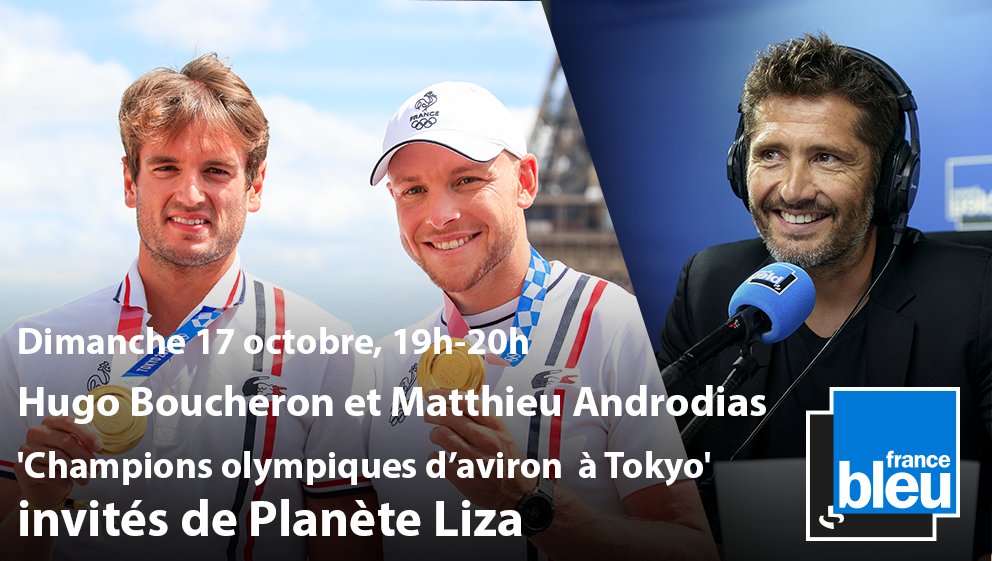 Dans Planète Liza dimanche 17 octobre à 19h,
<a href="/BixeLizarazu/">Bixente Lizarazu</a> reçoit <a href="/HugoBoucheron/">Boucheron</a> et @matt_androdias champions olympiques d'aviron aux JO de Tokyo