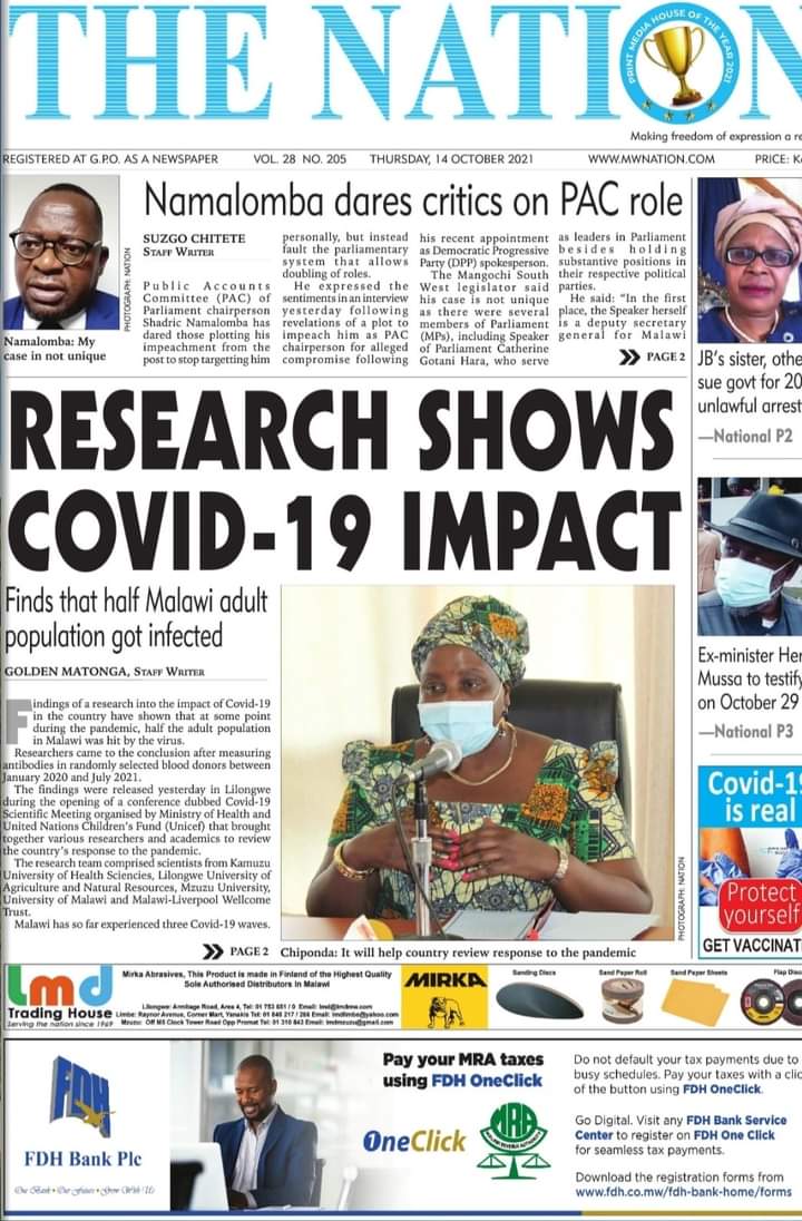 onjezani's tweet photo. Today's headlines in The Nation. https://t.co/EaGEWKU1XR