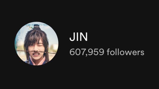 Jin surpassed 600K followers on Spotify! Have you followed him yet? Our goal is to reach 1M before Jirisan OST release!

🔗 open.spotify.com/artist/5vV3bFX…