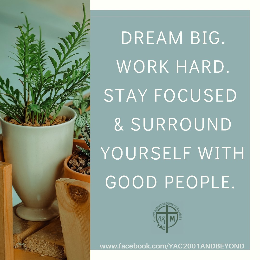 YACmomqpm's tweet photo. Dream big. Work hard. Stay focused & Surround yourself with good people.
***
Kindly Like/ Follow/ Share/ Subscribe!
https://t.co/NsKkx3YDQI
May the holy Triune God bless you always and in all ways!
#YAC #YACat20 #SVDyouth #whYAC
#YAC2021 #YACvision2021
#YACfortisINVICTA https://t.co/UQng4WbamS