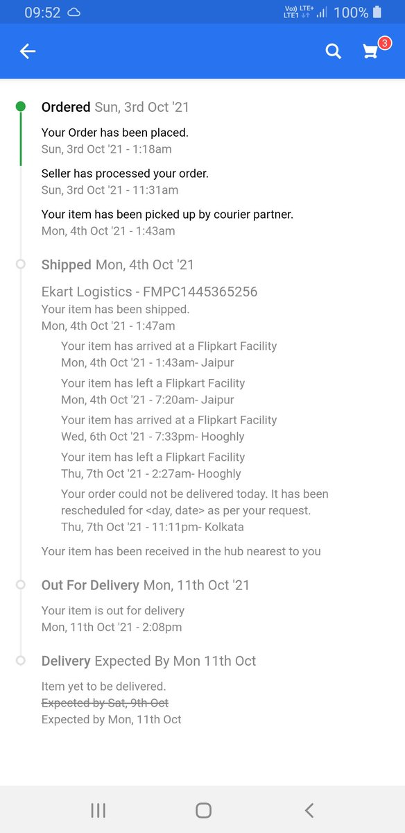 Saritbanerjee8's tweet photo. @flipkartsupport As per conversation he told me that 24hrs to 48 hrs my product received from your company but no response till now. Same thing showing till now. Very bad service. https://t.co/fY4PQWGQdJ