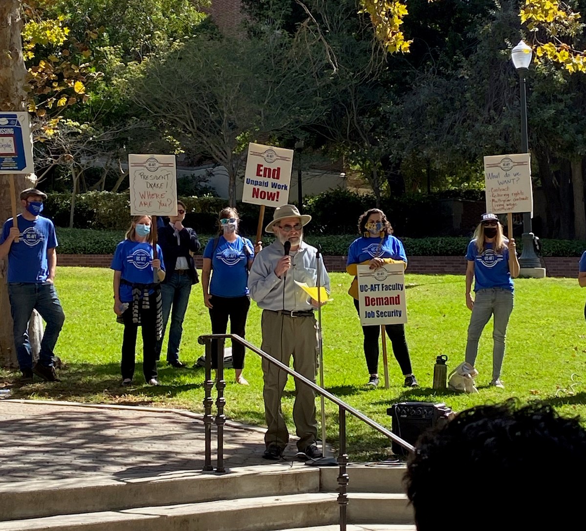 Lecturers teach 1/3 of classes at <a href="/UCLA/">UCLA</a>. .<a href="/UofCalifornia/">University of California</a> sees us as academic gig workers. 1/4 of lecturers do not return the following year. We deserve dignity &amp; respect. We deserve a #FairContractNow! Thank you <a href="/UCAFT/">University Council - AFT</a> <a href="/UCAFT_UCLA/">UC-AFT at UCLA</a>  for all that you do for lecturers. #WeTeachUC