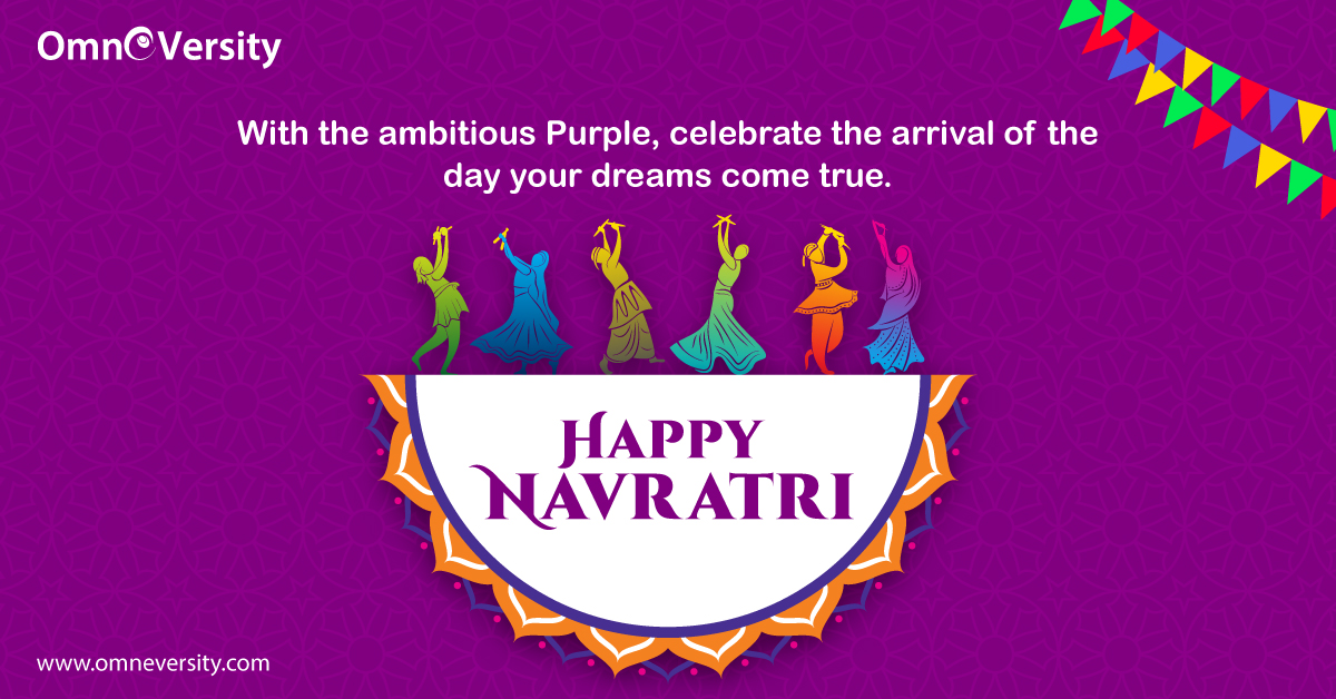 OmneVersity's tweet photo. The final day of #Navratri stands for ultimately arriving at your aspired goals and ambitions. With the persistent pursuit of all the traits each color symbolizes, reaching your goals is inevitable. #OmneVersity wishes you all the fortitude and positivity to come through.
#Day9 https://t.co/BZa4jnthvl