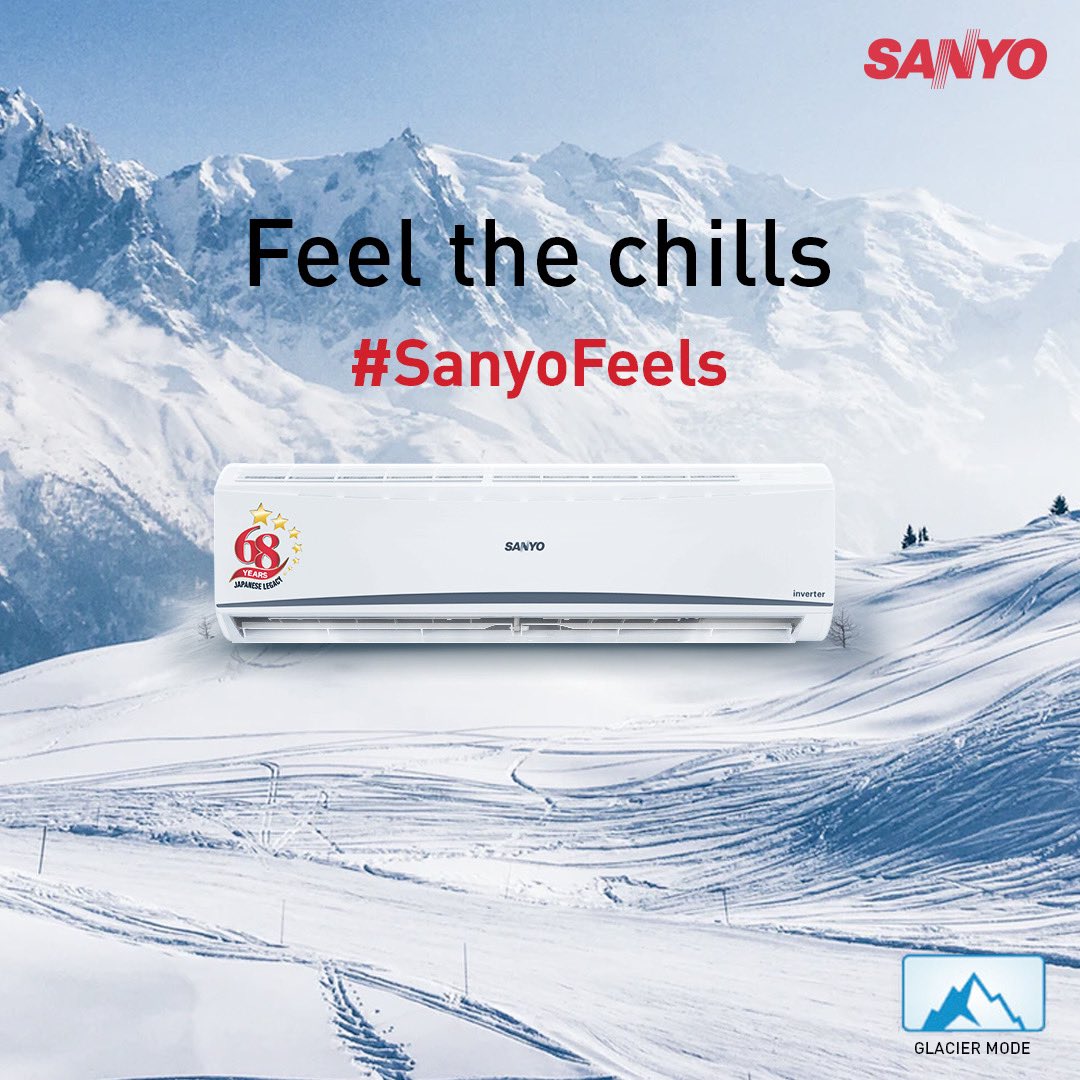 A superior and faster cooling experience with Glacier Mode makes #SanyoFeels like chill thrill at home.

#Sanyo #technology #inverterAC #SplitAC #chilling #saving #autumn #autumn2021 #cooling #SanyoFeels