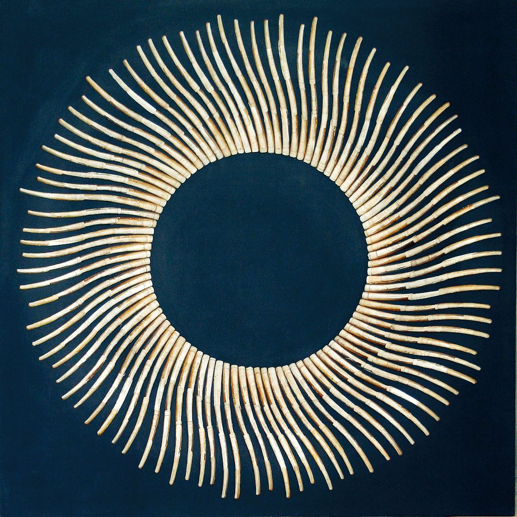 'Eclipse' by British environmental artist Liz McGowan, artwork created using Norfolk Razor shells #WomensArt