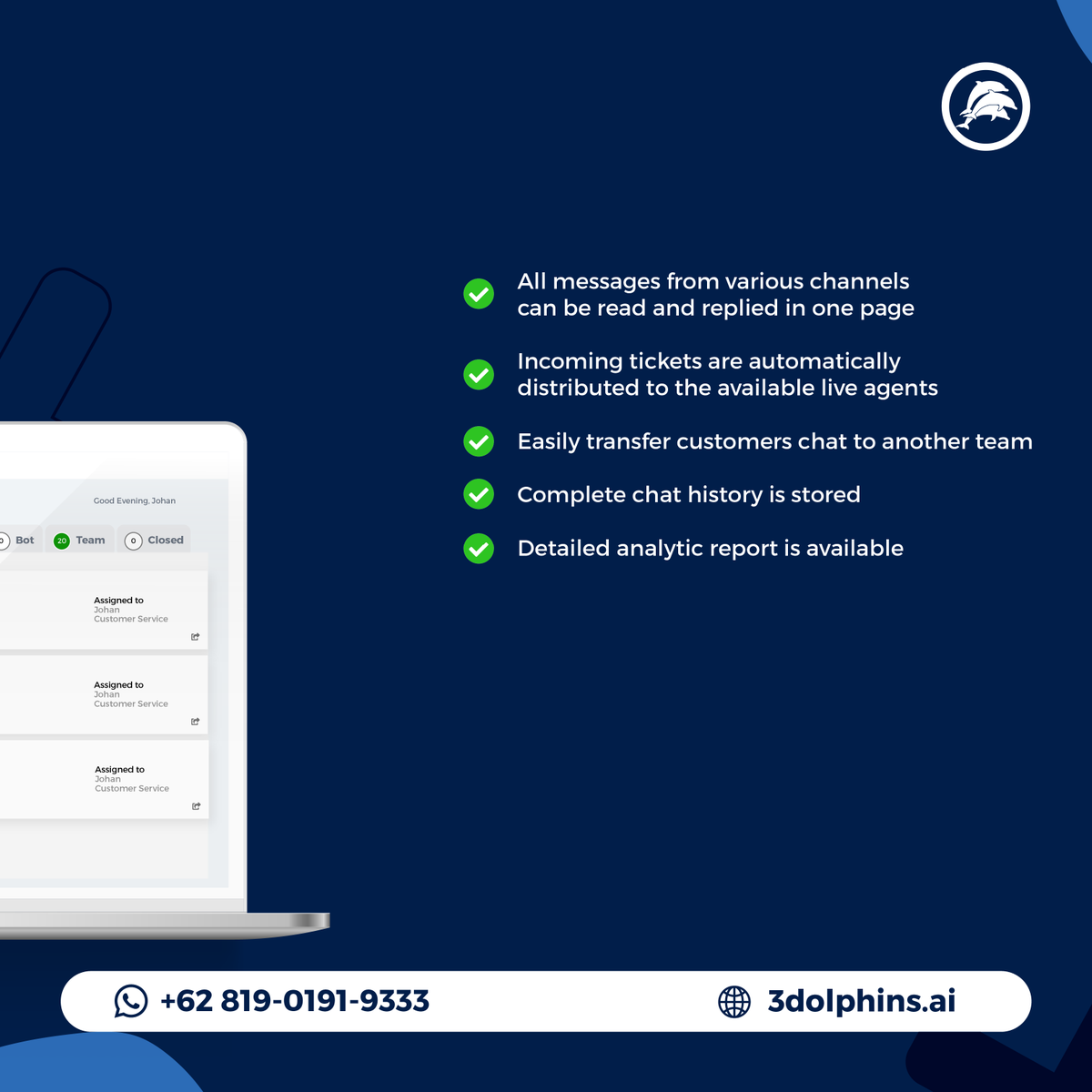 3dolphinsAI's tweet photo. Here's something:  Not utilizing multiple social media platforms may prevent you from reaching your full audience.

Use 3Dolphins Omnichannel Dashboard to help you. 
Find out more here: https://t.co/6spsQtjVEj

#3DolphinsSRM #ConnectingEnterpisetoCustomers https://t.co/VdOfTZwKTA