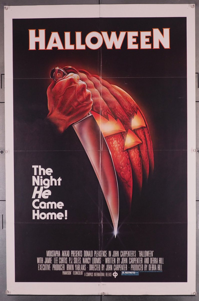 Finally, one of the greatest and most influential #horrorfilms of the modern era, 1978’s Halloween. John Carpenter directed this masterpiece that is often imitated, but never equaled. Original #movieposter, $1,000. @movieartaustin, movieart.com/halloween-1978…