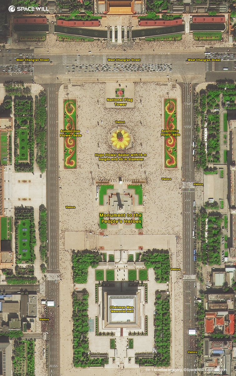 spacewillinfo's tweet photo. On #ChinaNationDay (Oct 1, 2021), 🛰️SV-1 satellite imaged Beijing #Tiananmen Square, China. Have a look at what were on this worldly largest square for the celebration! #Remotesensing #Earthobservation #SVsatellites #hotevent https://t.co/ZjUBmbxFoF