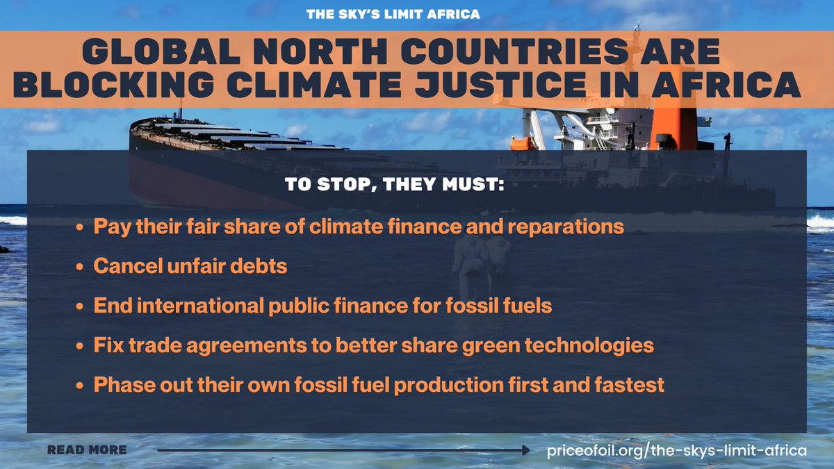 It can’t be shouted loud enough that rich countries need to do their fair share to phase out fossil fuels and stop blocking just transitions globally. (hear that <a href="/G7/">G7</a>, <a href="/COP26/">COP26</a>, <a href="/g20org/">G20 South Africa</a>?). Here's what our report says they must do to get out of the way: priceofoil.org/the-skys-limit…