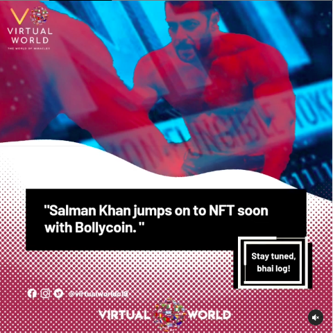 VirtualWorldc19's tweet photo. “Aa raha hoon main, NFTs leke. Salman Khan Static NFTs coming on @bollycoin. Stay tuned, bhai log!" Khan tweeted. 

#nft #salmankhan #salmankhanfans #salmankhankijaiho #wazirxwarriors #salmankhanrules #salmankhanmerijaan #salmankhanlovers
#salmankhannft 
#bollycoin https://t.co/wt07pcSSYu
