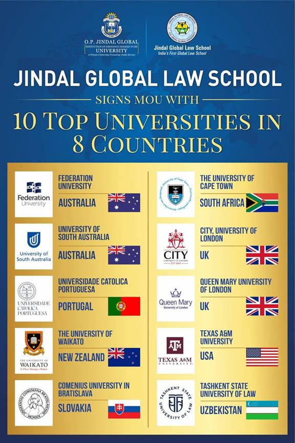 I am so happy to see that JGLS has signed MOU with 8 global universities. That's Very Appreciable Step Indeed. #JGLSglobalMOU