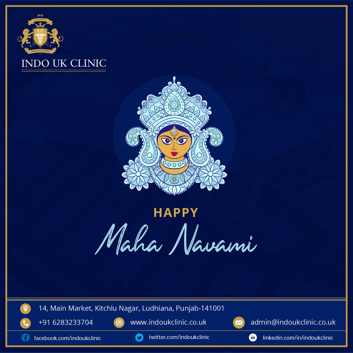 Indo_UK_Health's tweet photo. "HAPPY MAHA NAVAMI !"
May this Navratri fill your life with the colors of Happiness &amp; Prosperity!🍃

#IndoUKclinic #Ludhiana #Patiala

#IndoUK #diagnostic #center #punjab #medical #iuih #nhs #UK #India #medical #facility #expert #doctor #reports #sameday https://t.co/h1denhJhTw