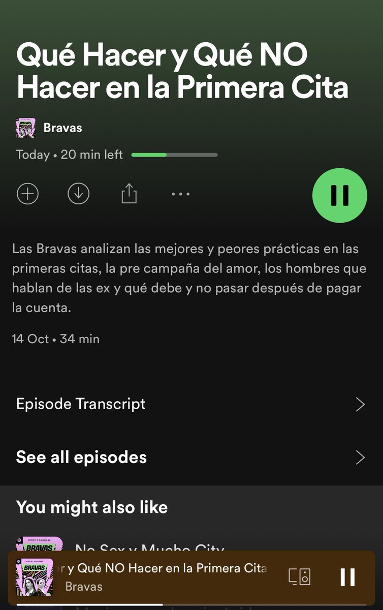 Ya está disponible el episodio 3 de <a href="/bravaselpodcast/">@bravaselpodcast</a> titulado “Qué hacer y qué no en una primera cita”.  Escúchenlo GRATIS en <a href="/SpotifyMexico/">Spotify Mexico</a> 😏❤️ 
Aquí el link: open.spotify.com/episode/33X1bg…