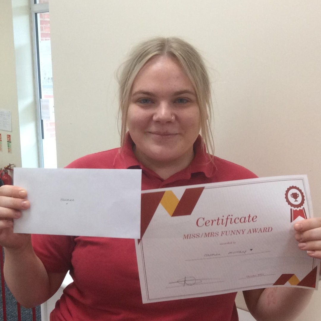 Well done Miss Kay for being our little Miss Sunshine at Morrill Street, you brighten up our days 😊 
and
Well done Carmen for being awarded Miss Funny 😊 xxxx