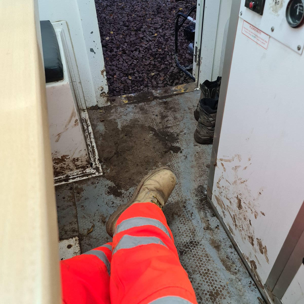 Those boots and floor need cleaning