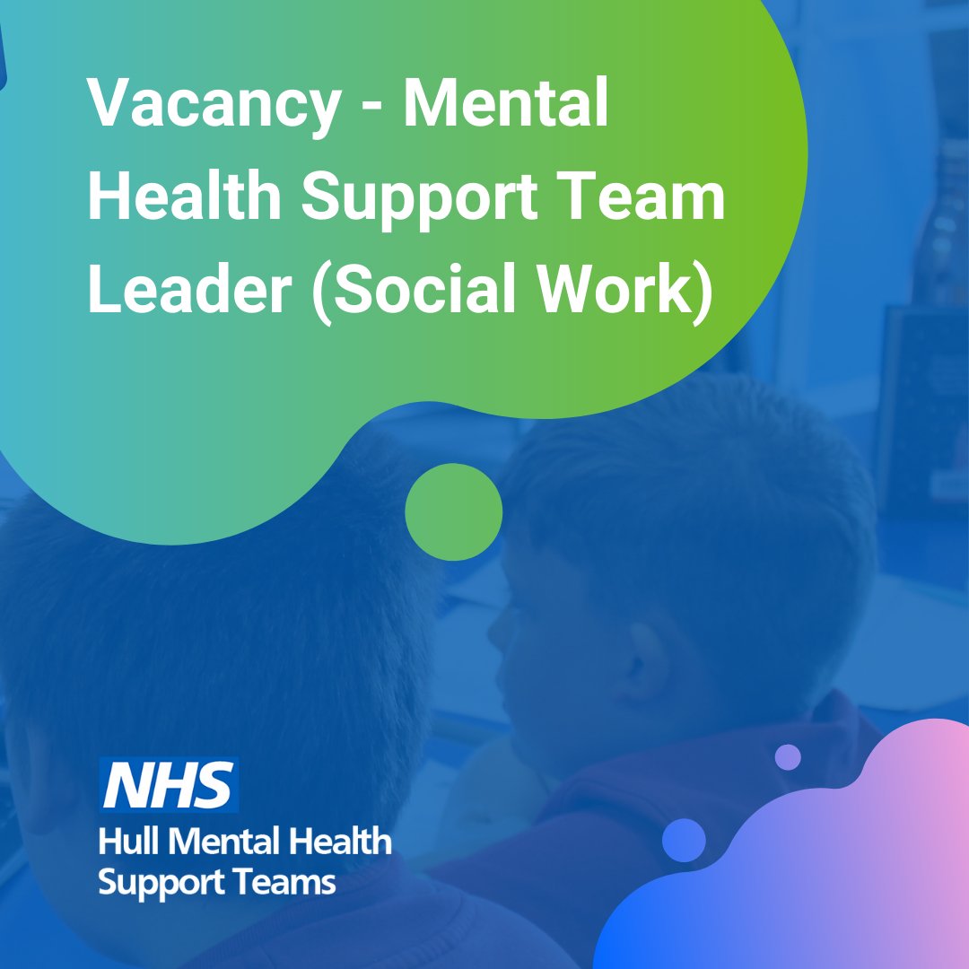 HullHCP's tweet image. Vacancy - Mental Health Support Team Leader (Social Work)
Pay band 7 (£40,057-£45,839)
Humber Teaching NHS Foundation Trust

This role will play a pivotal part in improving children and young people's emotional wellbeing and mental health.

Apply: beta.jobs.nhs.uk/candidate/joba…