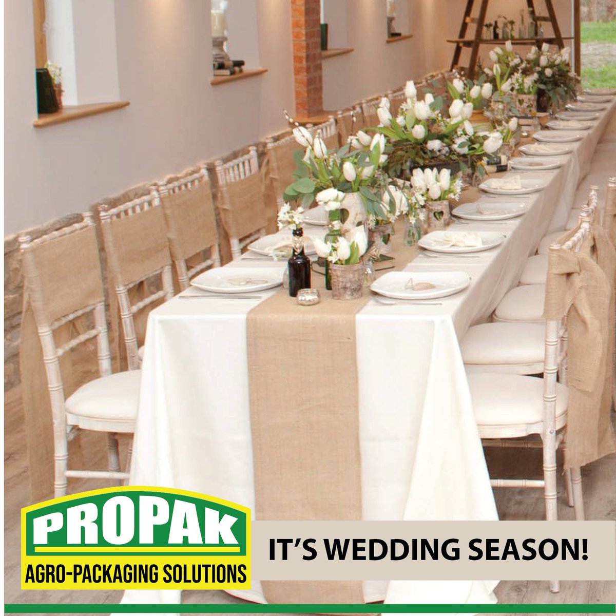 PropakHessian's tweet photo. IT'S WEDDING SEASON

That beautiful time his here again. Lets celebrate with the uniqueness of Hessian material in your decor.

Email us today for a quote for Hessian/Jute material to use in your creative ideas: info@propak.co.zw

https://t.co/SQUkSyeV3a https://t.co/OAZn12tPrb