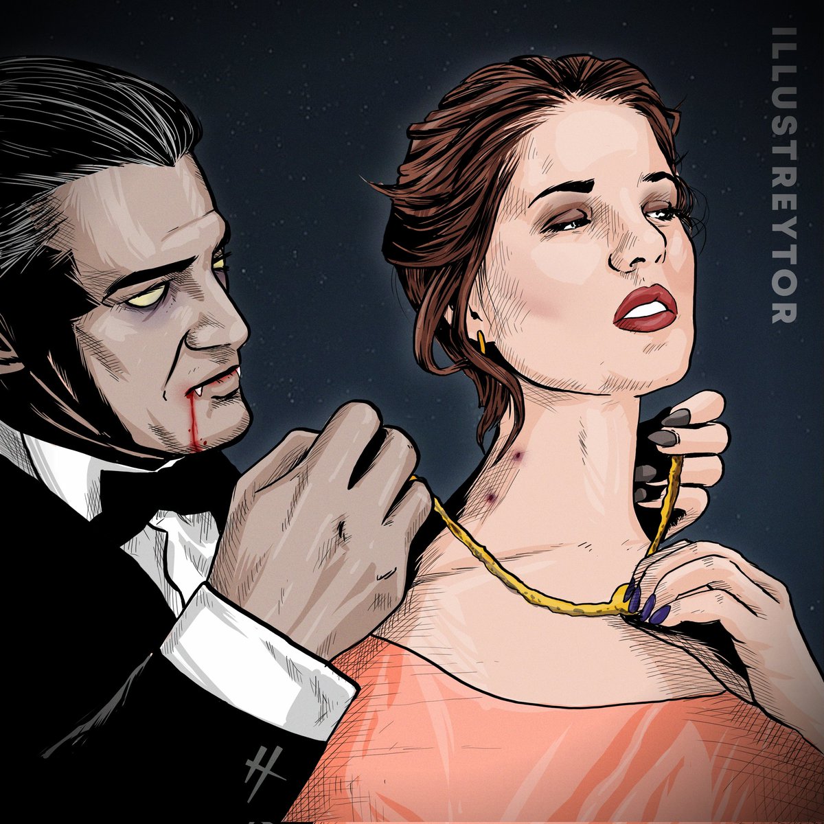 illustreytor1's tweet photo. "LOVE AT FIRST BITE" 🧛🦇
#huionhauntober2021 #necklace 
#ilLUSTREytor 
#ArtKoIto 
#LikhaKoPo 
#HorrorArt 
#Halloween #inktober2021 #halloween2021 #vampire #spooky #Spooktober #spookymonth https://t.co/mmysPAeHLE