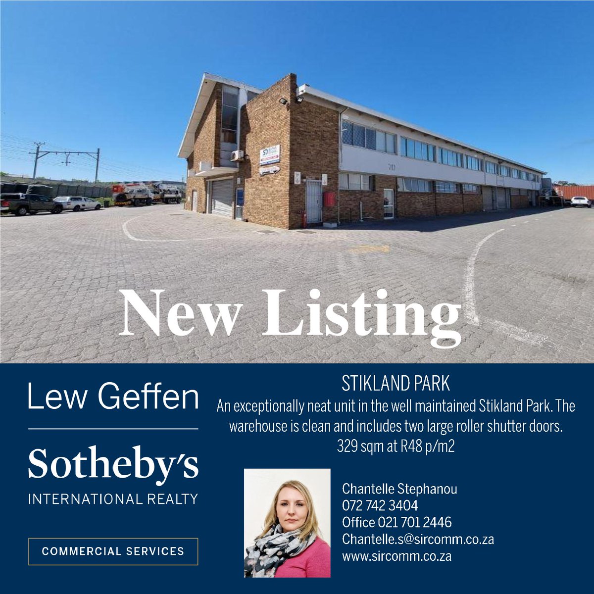 New Listing!!
Industrial Space To Let in Stikland Park
Contact Chantelle Stephanou to view today!

#newlisting #new #industrial #spacetolet #sircomm #sothebysrealty #sothebyscommercial