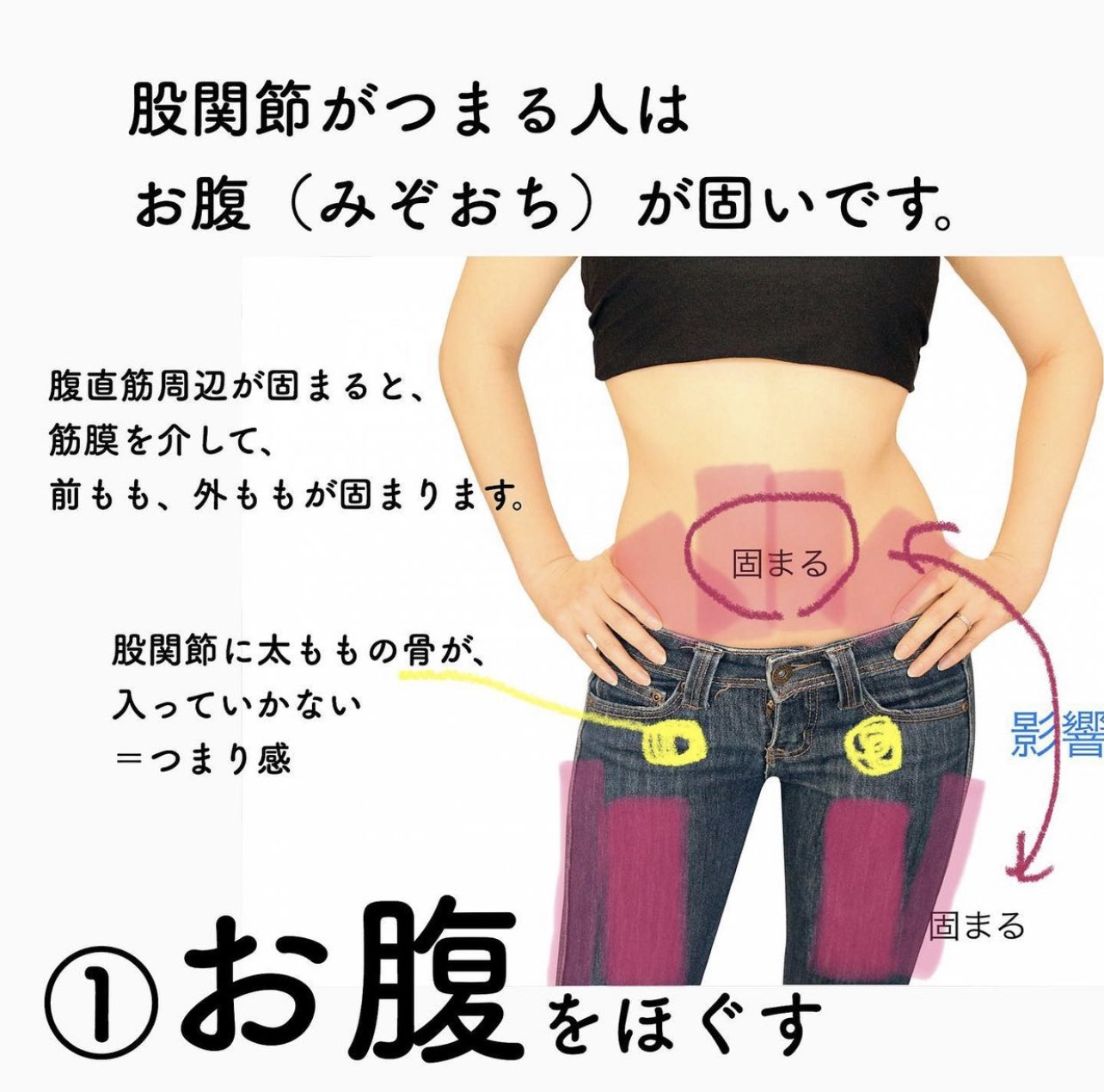 体軸コンディショニングスクール 試してみて 股関節に詰まり感がある方へ 股関節が詰まる原因のひとつに みぞおちの固さがあります それに伴い前ももと外ももが固まりがちに これを解消するために みぞおちのクロスポイントワーク後 お尻の下と 体軸コンディショニングスクール 試してみて 股関節に詰まり感がある方へ 股関節が詰まる原因のひとつに みぞおちの固さがあります それに伴い前ももと外ももが固まりがちに これを解消するために みぞおちのクロスポイントワーク後 お尻の下と