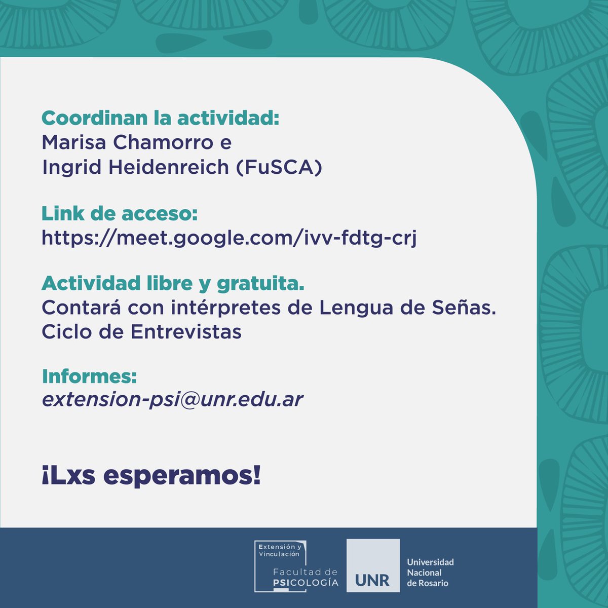 ConociendoaWall's tweet photo. Este viernes 15 de octubre a las 19 hs  nos encontramos nuevamente en el Ciclo de Entrevistas "Escuchar a lxs que cuidan".

En esta ocasión se entrevistará a Marcelo Silberkasten (Psicólogo Hospital de Niños Ricardo Gutiérrez. CABA)

💻 Link de acceso: https://t.co/fMByTdKq9s https://t.co/NYx3bnVDoH