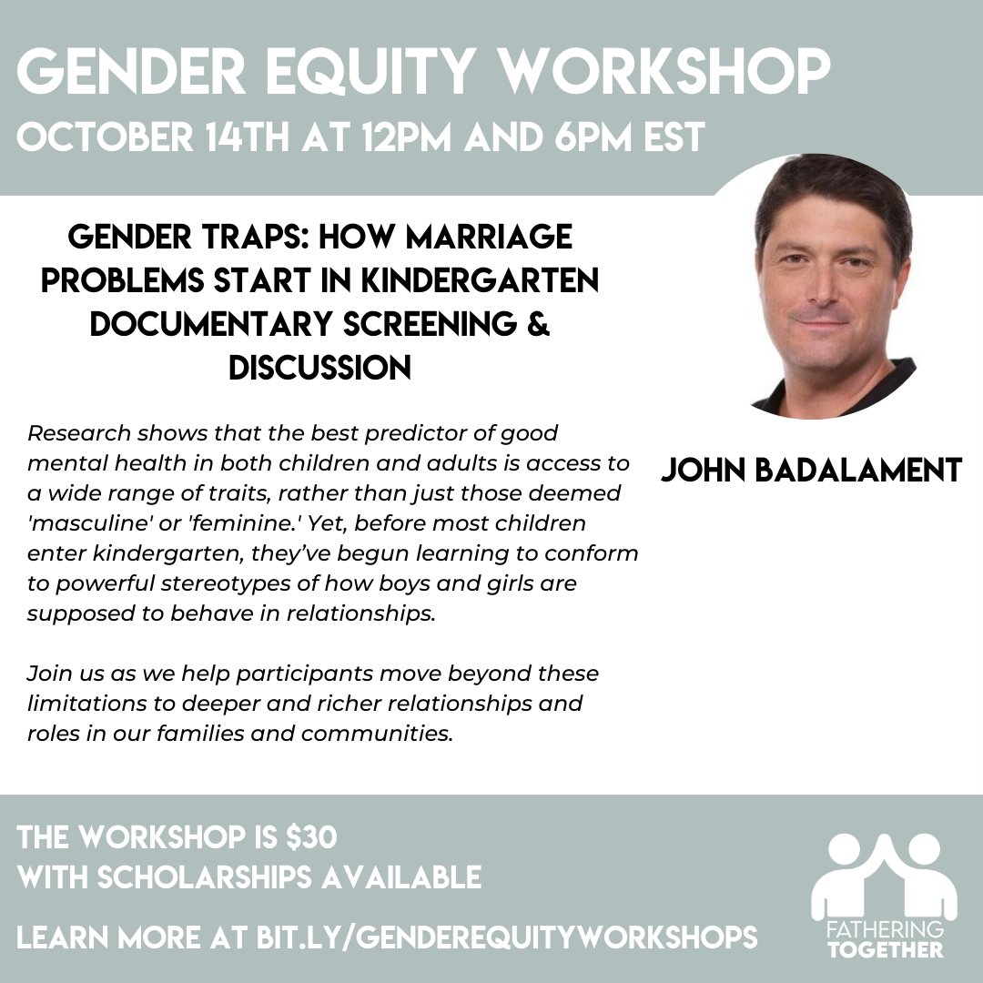 FatherTogether's tweet photo. Join John at either 12pm or 6pm today as he focuses on gender traps through a documentary screening and discussion. ⁠
⁠
Register for the workshop here: https://t.co/dSkHqFyZAR⁠
⁠
#DadLife⁠
#GenderEquity⁠
#ReimagineFatherhood⁠
#StandUpDads https://t.co/qGJkEWbyGt